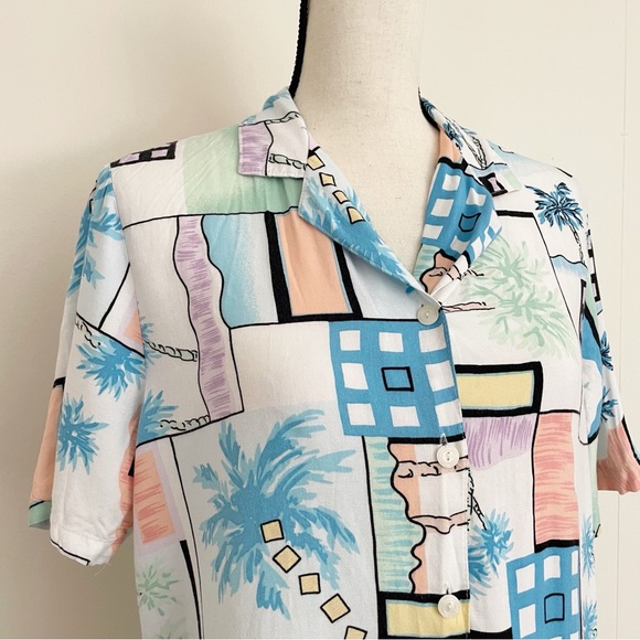 SOLD :: Vintage 90s Vacation Print Button Down Shirt - Picture 3 of 5